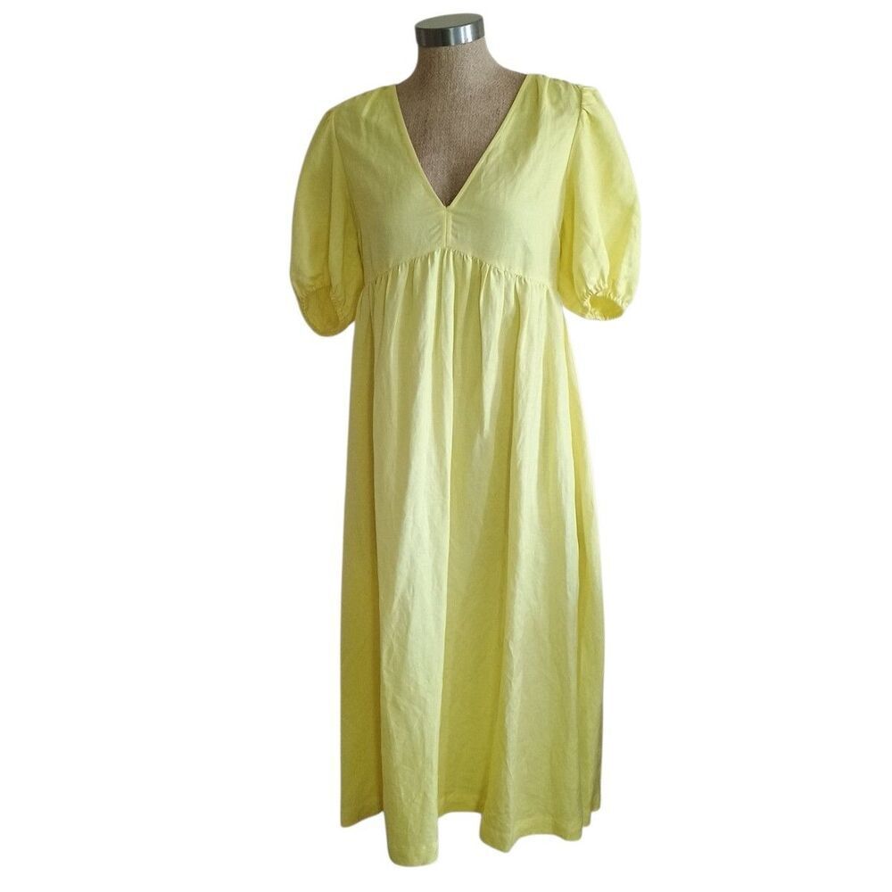 Hatch Maternity Women's Dress Linen Blend Size 1 Yellow